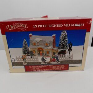 Lemax Dickensvale 12 Piece Lighted Christmas Village Set Vintage 1993 Decor FLAW